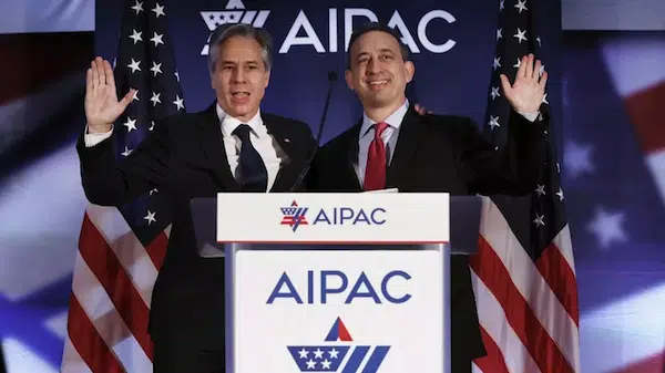 | US Secretary of State Antony Blinken L is welcomed by Aipac President Michael Tuchin at the committees policy summit in Washington on 5 June 2023 Chip SomodevillaGetty ImagesAFPMiddleEastEye | MR Online